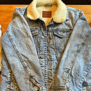 Abercrombie and Fitch denim shearling jacket